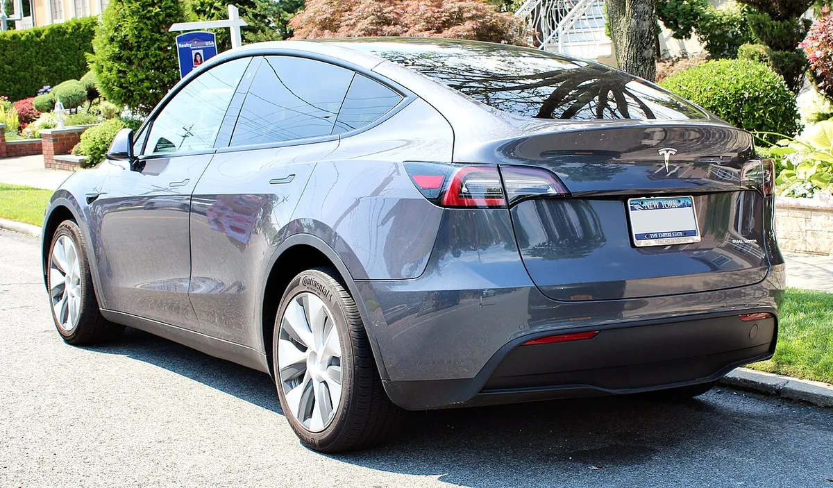 A 2020 Tesla Model Y photographed in Whitestone, Queens , New York, USA
